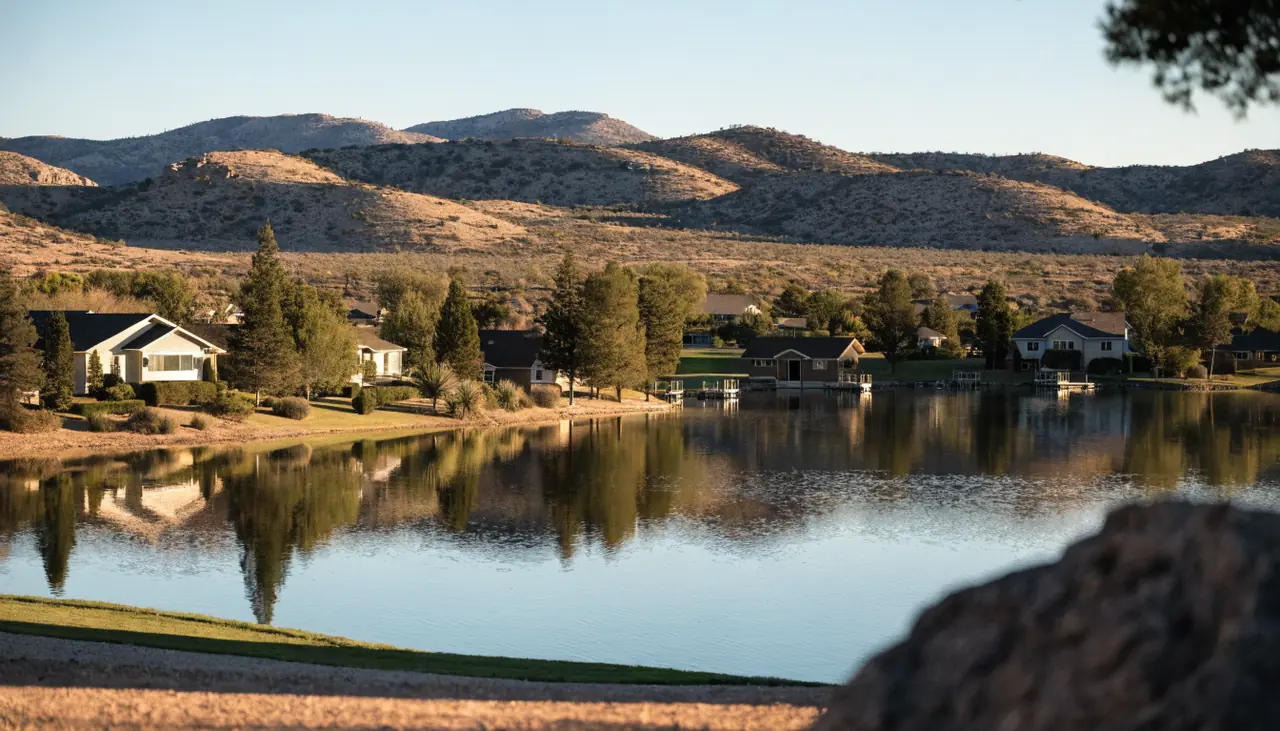 Homes around the 200-acre lake at Spring Valley Lake near Victorville