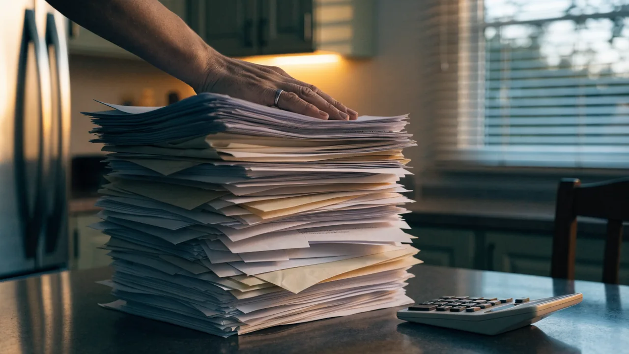 Stack of ambulance, helicopter, and hospital bills from a High Desert crash waiting on a settlement lien