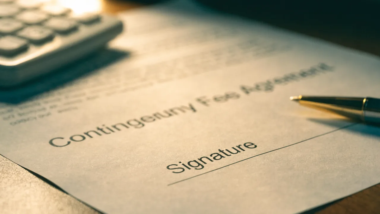 Contingency fee agreement showing no upfront cost to hire a Victorville car accident attorney