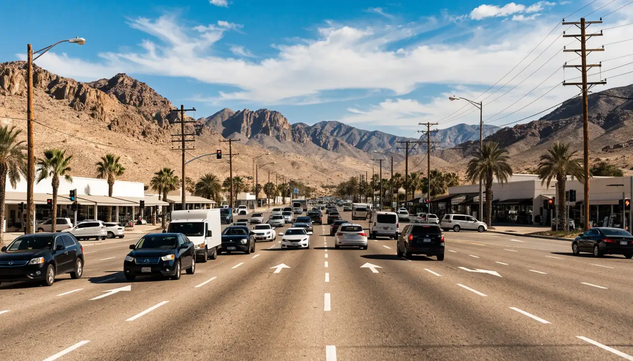 Retail corridor traffic along western Bear Valley Road in Victorville